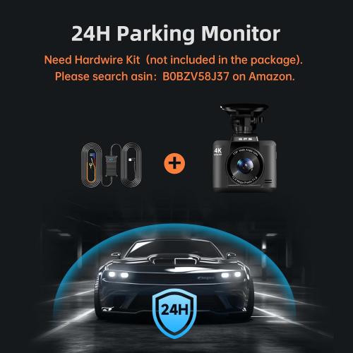 Dash Cam Front and Rear, Ecomoment 4K 1080P Dual Dash Camera for Cars, Built-in WiFi GPS Dashboard Camera, 2.4 IPS Screen Dashcam, 170° Wide, Night Vision, WDR, G-Sensor, 32GB SD Card Included