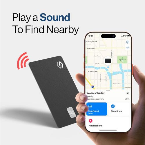 SPOTMINDERS Apple MFi Certified Wallet Tracker PRO Works with Apple Find My IP68 Rechargeable Tracking Card for Wallet Luggage Passport 0.07in Slim Credit Card Design Item Finder