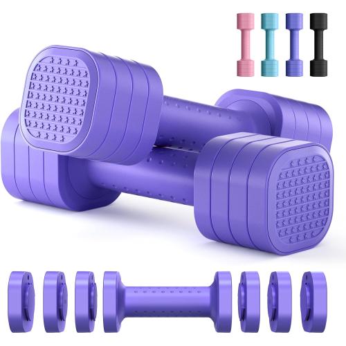 Zempox Adjustable Dumbbell Set of 2, 4 in 1 Free Weights Dumbbells Set for Women, Hand Weights for Women at Home, Each 2lb 3lb 4lb 5lb with TPU Soft Rubber Handle for Home Gym Exercise Training