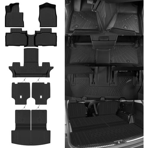 All Weather Floor Mats Fit for Ford Explorer (6 Seats) 2020-2025 Floor Mats & Cargo Mat with Backrest Mats & 2nd Row Backrest Mats Replacement for Ford Explorer Accessories