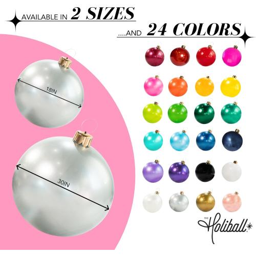 Holiball Inflatable Holiday Ornament – Ultimate Indoor/Outdoor Decoration – Reusable and Storage Friendly – for Weddings, Parties, Events, Team Colors – 30 – Silver