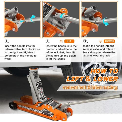 2.5 Ton Steel Floor Jack, Low Profile Hydraulic Racing Floor Jack, Heavy-Duty Racing Floor Jack with Single Piston Lift Pump, Lifting Range 3-3/8 - 14-15/16