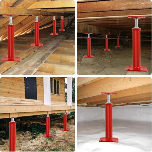 4 Pack House Jacks for Leveling 19''-36''Adjustable Support Jack,17636LBS Max Capacity Each Screw Pole Jack,for Temporary Support for Leveling-Red