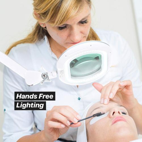 Brightech LightView Pro Magnifying Glass with Stand and Light – Magnifying Floor Lamp with 6-Wheels on a Sturdy Base for Facials – LED Work Light with XL Magnifier Glass for Crafts and Projects