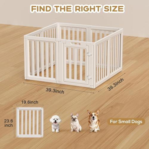Dog Playpen Indoor,Puppy Playpen,White 23.6 H, 8 Panels | Dog Play Pen Indoors with Open View, Tool-Free Setup, Multi-Shape Setup, Dog Pen for Dogs, Cats & Puppies