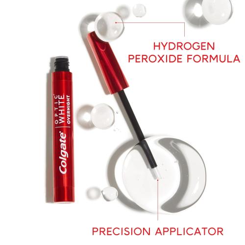 Colgate Optic White Overnight Teeth Whitening Pen, Hydrogen Peroxide Teeth Whitening Pen, Visibly Whiter Teeth  0.08 fl oz