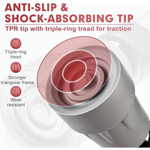 Aluminum Underarm Crutches for Adults & Seniors, Adjustable Height 38.2-61.8 in (16 Levels), Lightweight 2.0 lb Each, 300 lb per Pair, Non-Slip Tips, Tool-Free Setup, Push-Pin Locking