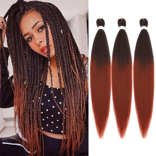 Ombre Braiding Hair Pre Stretched Ombre Ginger Easy Braids Yaki Texture Professional Synthetic Braiding Hair 26 Inches Braids Hot Water Setting for Box Crochet Hair Extensions(3pcs, #1b/350)