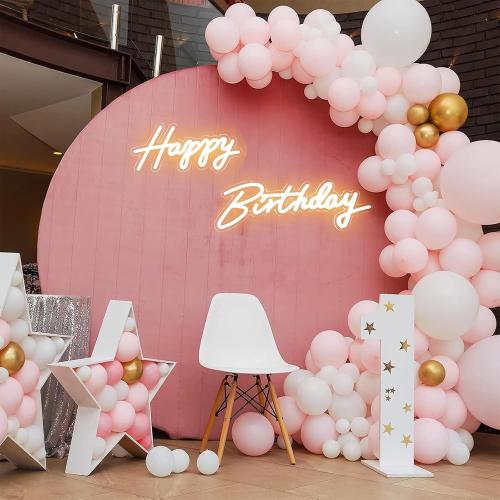 Happy Birthday Sign, Neon Signs Large Size 23x8 &16.5x8 Inch 2pc Light Up Led Sign for Backdrop with Dimmer Switch 10 Adjustable Brightness Reusable Birthday Neon Sign for Birthday Party (Warm White)
