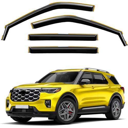 in-Channel Window Rain Guards Fit for Ford Explorer 2020 2021 2022 2023 2024 2025Extra Durable Window Deflectors Vent Shades Visors Exterior Car Accessories Visors Rain Guards - 4 pcs