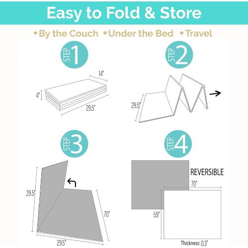 JumpOff Jo Foldable Foam Play Mat – Large Waterproof Baby & Toddler Activity Floor Mat, Double-Sided 70 x 59 Inch Play Surface