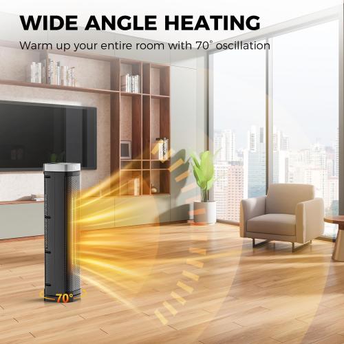 X-Large Space Heater for Indoor Use, Electric Ceramic Space Heater, Portable Heaters Fan for Office and Bedroom with Remote and Thermostat, 3 Modes, Overheating & Tip-Over Protection, ETL Listed,1500W