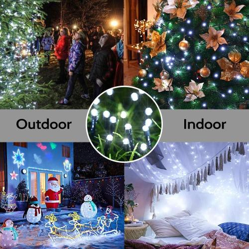 Joomer Battery Christmas Lights, 33ft 100LED Fairy Lights Battery Operated Timer 8 Modes Waterproof for Outdoor Home Garden Party Holiday Christmas Trees Decoration (White)