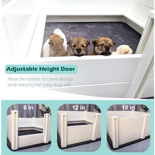 Whelping Box for Dogs,48 * 48 * 18in,with Pig Rails and Washable Pee Pad,for Small and Large Breed Puppies (Whelping Box with Pad)