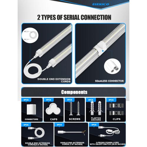 6 Pack Size 50w 4ft Led Shop Light, Super Bright 7500lm 5000k V Shape 4' Led Shop Lights, Linkable 4 Foot Led Shop Lights for Garage Warehouse, Supermarket, Basement, Barn, Storage Area