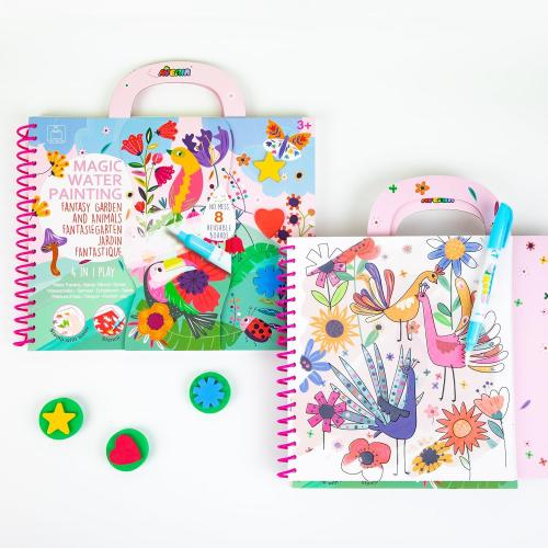 Avenir Reusable Water Coloring Book for Toddlers 3-5 Years, Road Trip & Airplane Mess-Free Portable Educational 4 in 1 Creative Set Water-Reveal Paint Activity Doodle Pad Kids Art Crafts