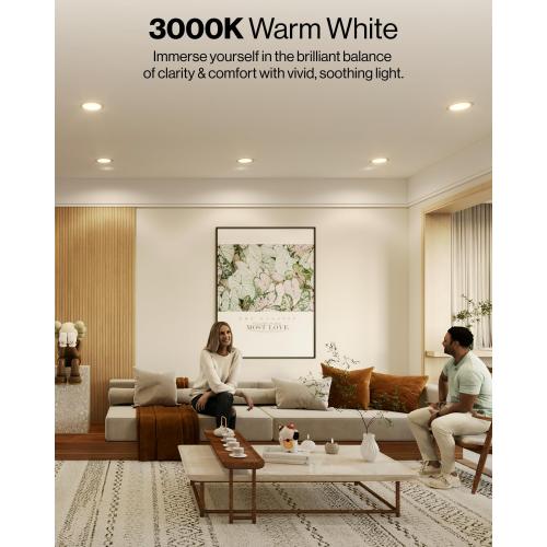 Sunco Retrofit LED Recessed Lighting 6 Inch, Downlight Can Lights for Ceiling, Baffle Trim, 965 LM, 13W (120W Equivalent), 3000K Warm White, Dimmable, Damp Rated UL 4 Pack.