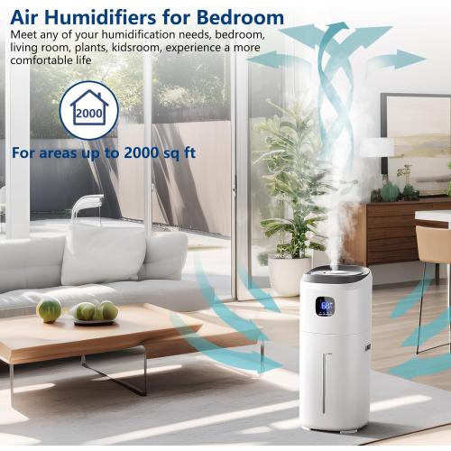 KZF 15L Humidifiers for Bedroom Large Room - 2000 Sq.ft Coverage, 72Hrs Runtime, Top Fill, 26dB Quiet, 3 Mist Levels & Diffuser, Auto Shut-Off, Ready for Baby Nursery and Plants