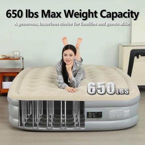 Queen Air Mattress with Built-in Pump, 2 Min Fast Inflation, 16 Raised Height, Supports up to 650 lbs, for Camping, Home Use, Guests, Portable Travel