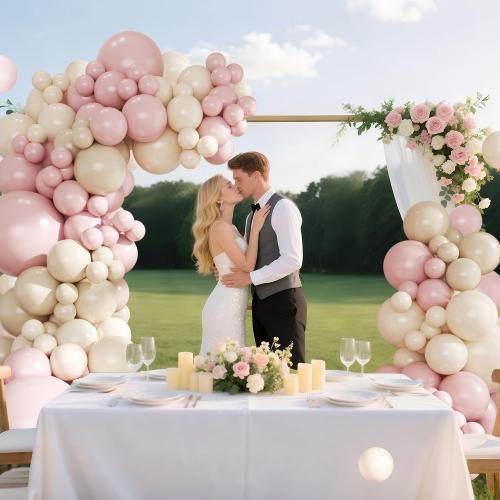 Dusty Pink Balloon Arch Garland Kit 124Pcs Boho Blush Neutral Pink White Sand White Balloons Different Size for Girls Baby Shower Birthday Wedding Gender Reveal Party Decorations