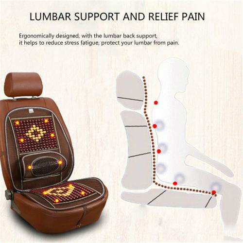 Wood Beaded Comfort Seat Cover with Cooling Ventilated Mesh Lumbar Back Brace Massage Support Cushion for Car Seat Chair