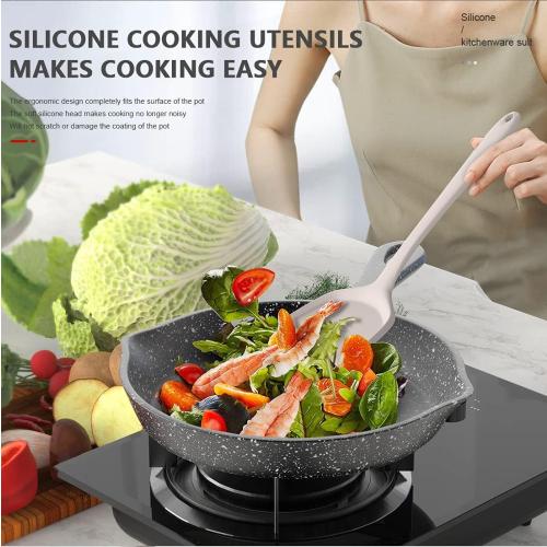 COLOR BLACK ❗❗AOTHOD Silicone Cooking Utensils Set - 446°F Heat Resistant Kitchen Utensils,Turner Tongs,Spatula,Spoon,Brush,Whisk,Kitchen Utensil Gadgets Tools Set for Nonstick Cookware,Dishwasher Safe (BPA Free)