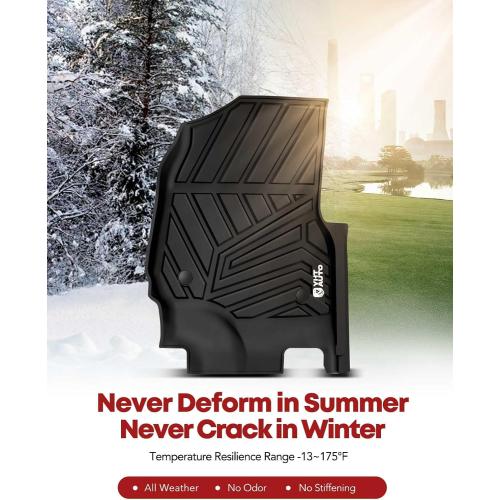 YHTAUTO Floor Mats Fit 2017-2026 Ford F-250 F350 F450 Super Duty Crew Cab (with Under Seat Storage & Carpet), TPE All Weather Odorless Floor Liner, F250 Car Accessories Front & 2nd Row Liner