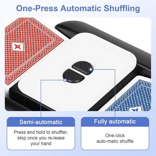 Card Shuffler - Rechargeable 2600mAh Automatic Card Shuffler with Auto-Stop Auto/Manual Modes Low Noise Jam-Free Electric Shuffler for 1–2 Decks Compatible with Poker, Blackjack, Popular Card Games