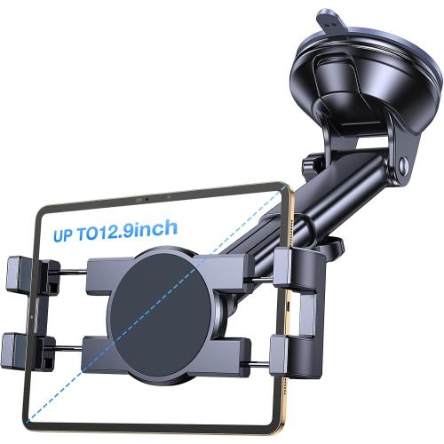 Tablet Holder for Car iPad Holder for Car【Windshield Dash】Suction Cup ipad Mount for Truck Stand【360° 】Tablet Car Mount soporte de telefono para carro for All 4.7-12.9 Apple iPad Samsung Galaxy Tab