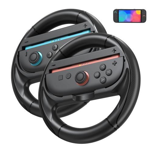 innoAura Steering Wheels for Switch 2（2025）, Ergonomic Design-Racing Wheels Family Use Switch 2 Accessories for NS2 Mario Kart World/ Mario Kart 8 (2x Black)