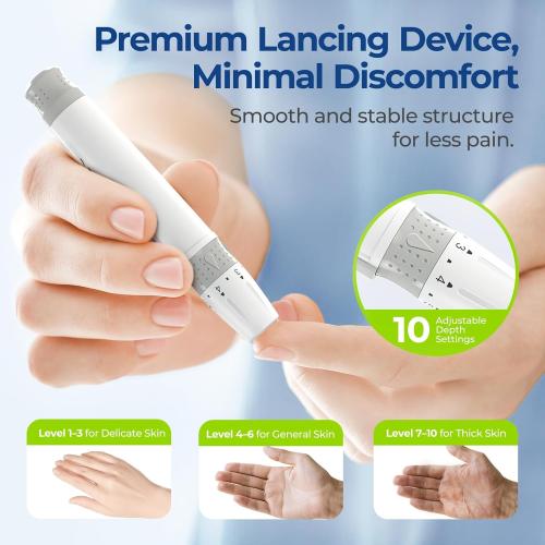 AUVON Blood Glucose Monitor Kit for Accurate Test, 50 Strips, No Coding | Diabetes Testing Kit with 50 30G Lancets, 1 Lancing Device, Portable and Reliable Blood Sugar Monitor Test Kit for Home Use