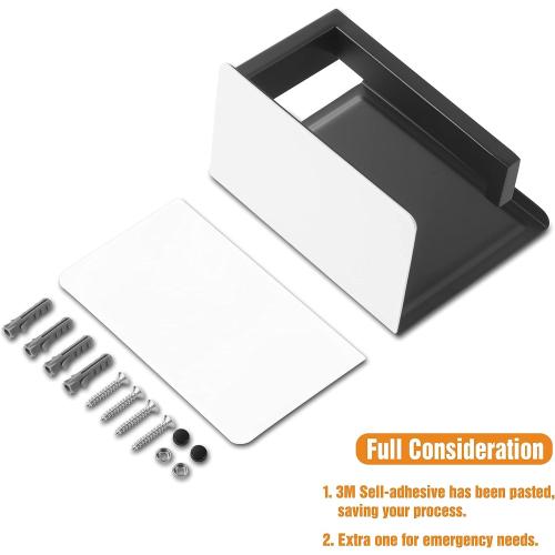 HITSLAM Toilet Paper Holder with Shelf, Stick on Matte Black Toilet Paper Roll Holder, Self Adhesive or Wall-Mount with Screws for Bathroom,Washroom