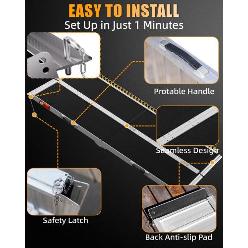 VNN Portable Wheelchair Ramp 6FT, Seamless Non-Slip Aluminum Ramps for Wheelchairs for Home, Handicap Wheelchair Ramps for Home Steps, Aluminum Loading Dock Plates, Doorways