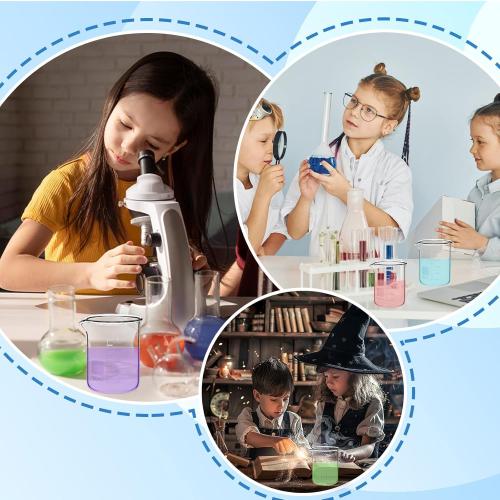 12 Pcs Glass Beaker, Heavy Duty Lab Beaker with Printed, High Borosilicate Class Measuring Cup Bulk Graduation for Laboratories Classrooms or Home (100ml)