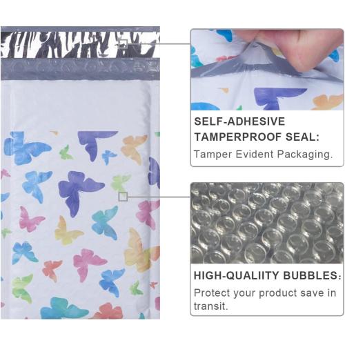 UCGOU Bubble Mailers 4x8 Inch Colorful Butterfly 50 Pack Poly Padded Envelopes Small Business Mailing Packaging Self Seal Waterproof Boutique Mail Shipping Bags for Jewelry Makeup Supplies #000