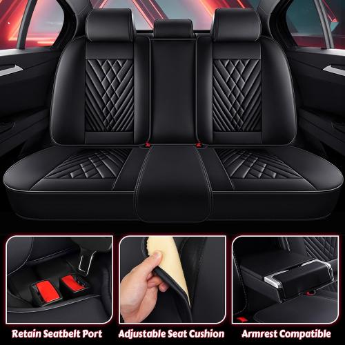 Seat Covers for Ram 1500,Full Set, Leather,Black | Waterproof,Leather,Lumbar Muscle Pain Healing Function,Airbag Compatible