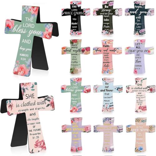 12pcs Magnetic Cross Bookmarks Christian, Magnetic Cross Bookmarks, Non-Slip Page Clips, for Bible Study, Readers, Ideal Gifts for Reading Students Book Lovers