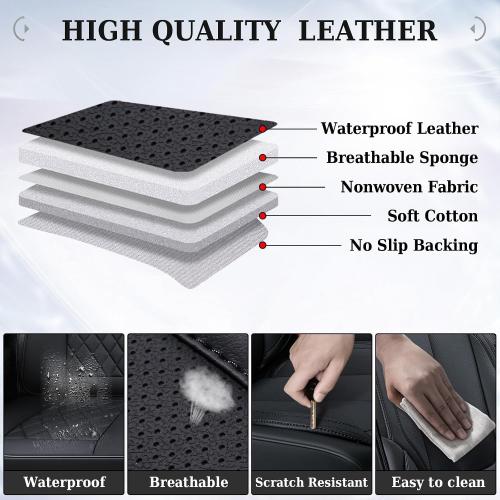 COLOR CREAM Coverado Front Seat Covers, 2 Pieces Universal Seat Covers for Cars, Waterproof Nappa Leather Sideless Car Seat Cushions Protective Auto Accessories, Universal Fit for Most Sedans SUV Pick-up, Black