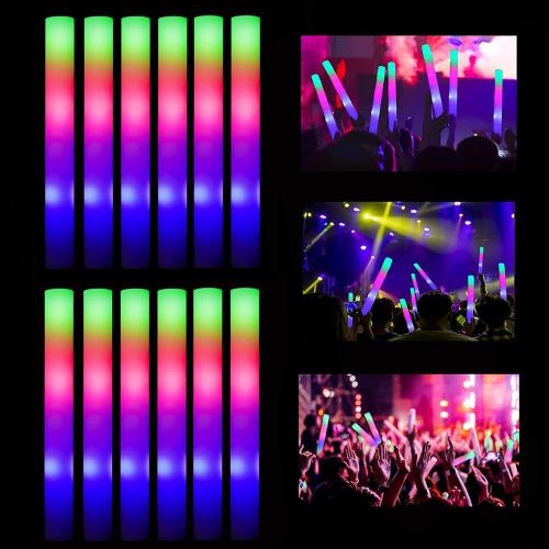 Set of 52 Glow Sticks Bulk, 52 Pcs LED Foam Sticks Light Up Batons Party Favors with 3 Modes Colorful Flashing, Glow in the Dark Party Supplies for Party Wedding Birthday Concert Halloween Christmas
