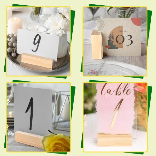 15Pcs 2.75x1.38 Inches Wood Table Number Stands, Wooden Place Card Holders