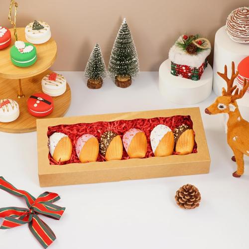XINHPKGG 50 Pcs Brown Cookie Boxes 12x5x1.5 Inch Bakery Boxes with Window