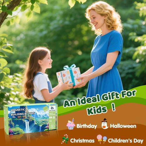 Magnetic Blocks Building Toys for Kids, 48 PCS Magnetic Blocks for Kids Ages 4-8, Magnet Cubes, STEM Sensory Toys for Boys & Girls, Christmas Birthday Gifts for Kid Ages 3