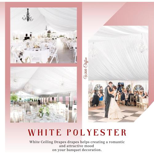 4 Panel White Ceiling Drapes - Premium Polyester Wedding Arch Draping Fabric - 5ft x 10ft - Decorations for Party, Ceremony, Stage (still in packaging)