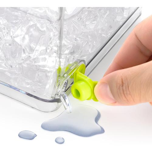 Jucoan Large Ice Chilled Condiment Server with Lid, 4 Compartments Chilled Condiment Caddy, Bar Garnish Serving Platter Holder Tray for Mimosa Taco Salad Bar, 2 Tongs, 6 Forks