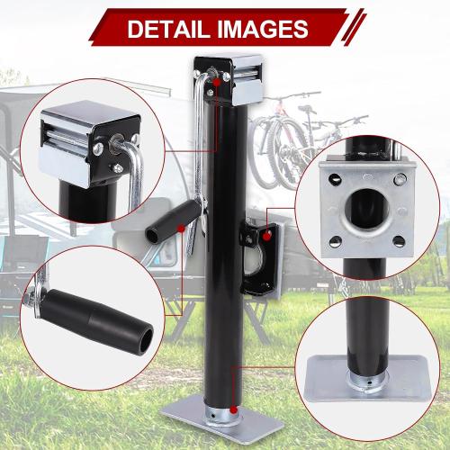 NBJINGYI 5,000 lbs Heavy Duty Trailer Jack, Weld-On Pipe Mount Swivel Jack with 15 Lift Range, Ergonomic Side Wind Handle and Foot Plate, Corrosion-Resistant Black E-Coat Finish