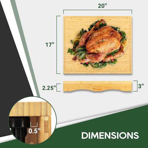 RVGUARD RV Stove Top Cover Board, Countertop Cutting Board with Adjustable Legs and Juice Grooves for Camper Trailer Gas or Electric Range,17x20