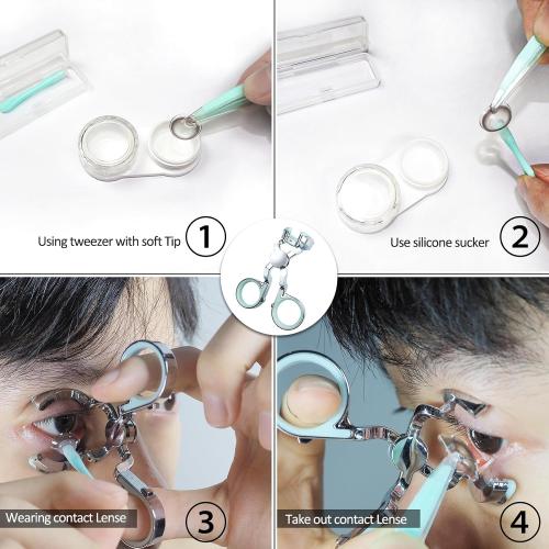 Contact Lens Applicator Tool — Eye Contact Removal Tweezers, Scleral Lens Inserter, Contact Lens Case, Contact Lens Eyelid Wearingtool for Travel