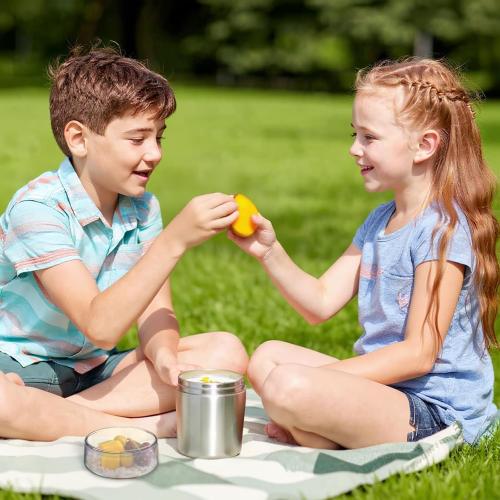 Bakpoco Stainless Steel Thermo for Hot Food for Kids Adults, 16.9oz Leakproof Insulated Food Jar with Detachable Snack Container (6.7oz) & Spoon, Wide Mouth Lunch Food Container for School, Office