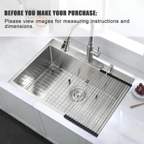 CTXBG2614 Sink Grid, Stainless Steel Bottom Grid 26-3/8 x 14-3/8 x 1-1/4 Single Sink Bowl Protector for Kitchen, Bathroom, Yard, Office, Basement, Garage