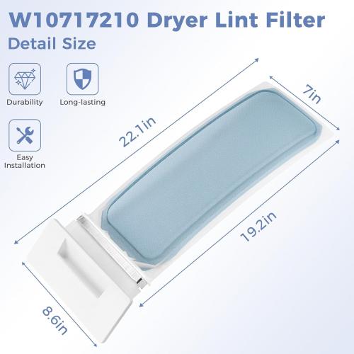 W10717210 W11607443 Dryer Lint Screen Replacement for Whirl-pool Ken-more May-tag Dryer Lint Filter, Replace WPW10717210, W11522758, W11451394, W11538107, 348846, 8558459 Dryer Lint Trap by Fetechmate